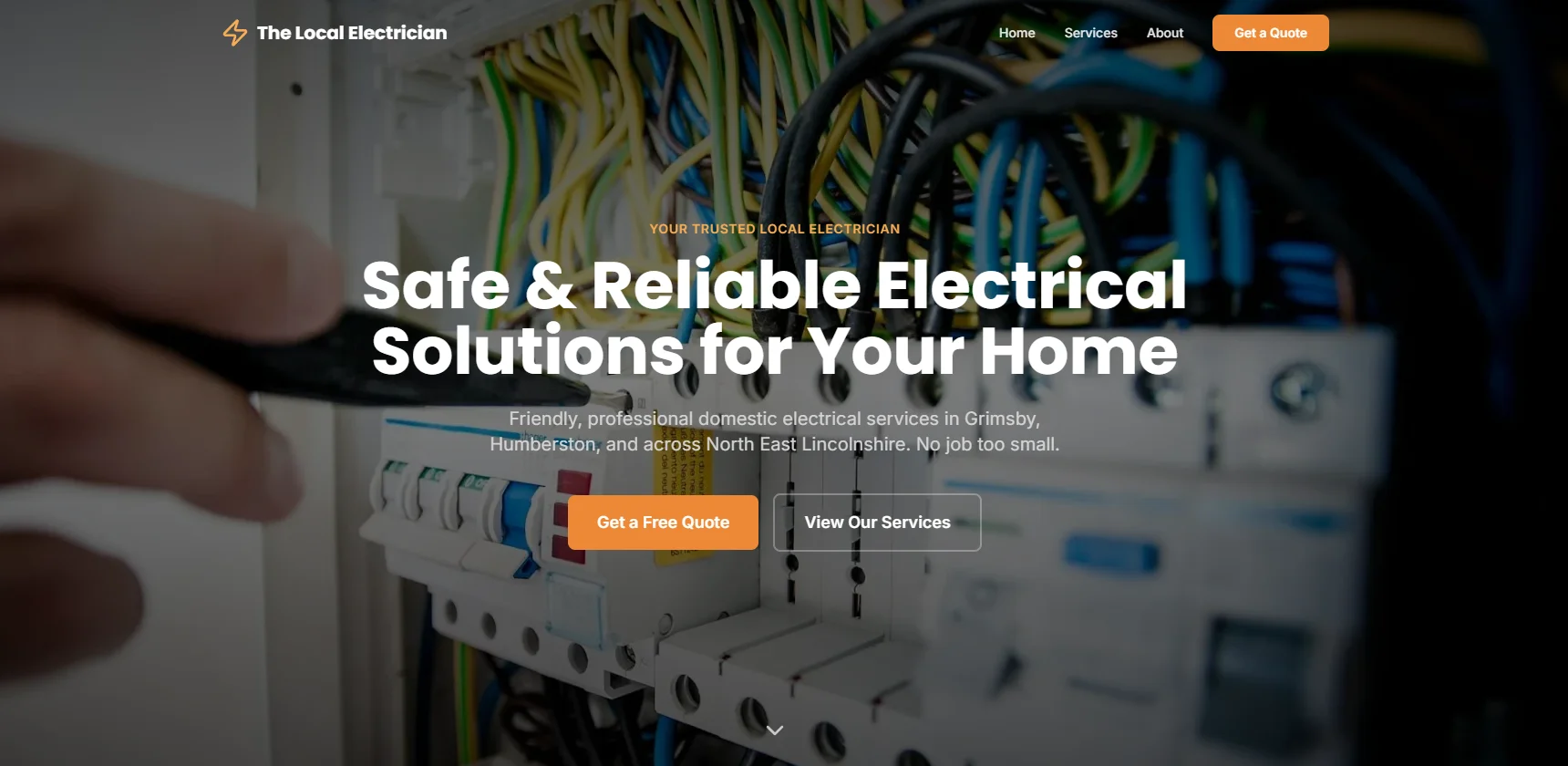 Screenshot of the Local Electrician website