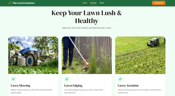 Screenshot of the Local Gardener website