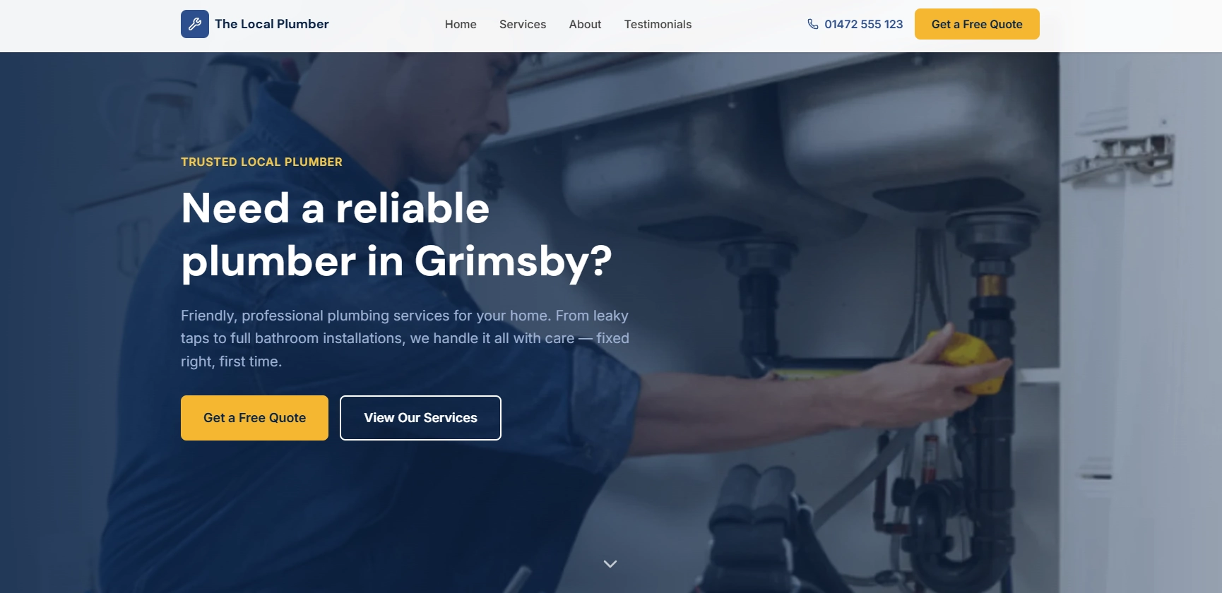 Screenshot of the Local Plumber website